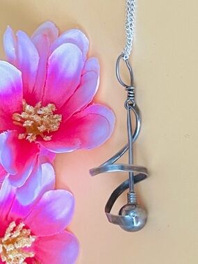 Sterling Silver Spiral Orb Pendant Necklace - Silver